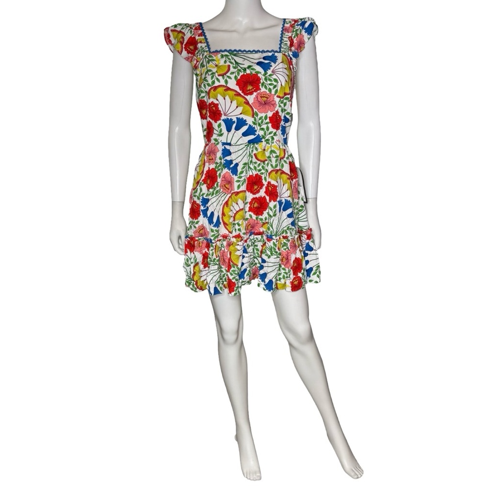 Adrianna by Adrianna Papell Women's Floral-Print Flutter-Sleeve Mini Dress Sz 6 - Picture 2 of 9